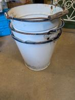 4 brocante emaille emmers, Huis en Inrichting, Ophalen, Gebruikt, Kunststof