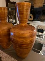 Houten Bambo decoratie vazen set - 55cm hoog, Overige materialen, Overige kleuren, 50 tot 75 cm, Ophalen of Verzenden