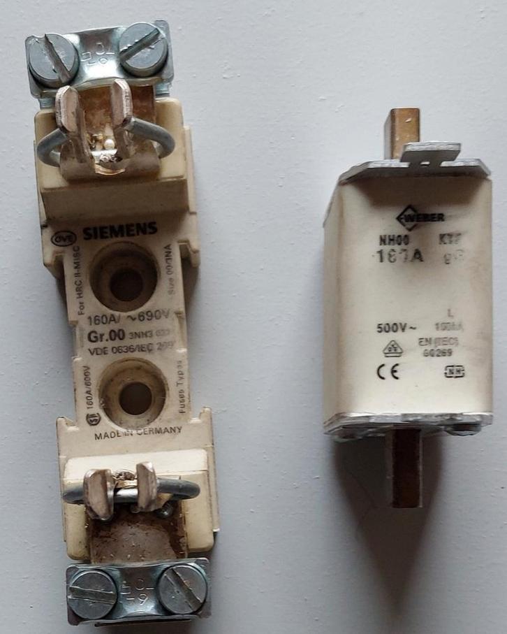 Siemens 160A meszekering  incl Zekeringhouder, Doe-het-zelf en Verbouw, Elektra en Kabels, Zo goed als nieuw, Overige typen, Ophalen of Verzenden