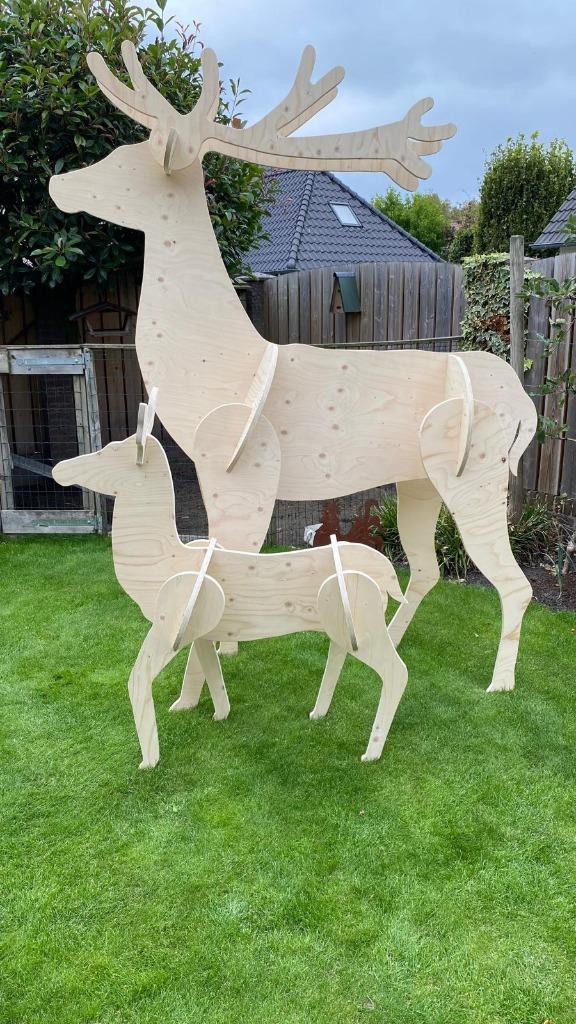 Unieke Houten Rendieren: Voor Kerst, showroom of in de tuin, Antiek en Kunst, Kunst | Beelden en Houtsnijwerken, Ophalen