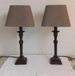 2 x tafellamp/ schemerlamp bruin + nog 2 extra lampenkappen, Ophalen, Gebruikt, Landelijk, Minder dan 50 cm