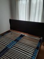 Massief houten bed inclusief lattenbodem, Huis en Inrichting, Slaapkamer | Bedden, Ophalen, Gebruikt, Bruin, Tweepersoons