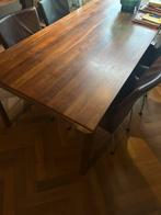 Massief Eiken Eettafel met Stalen Poten, Huis en Inrichting, Tafels | Eettafels, Ophalen, Gebruikt, 100 tot 150 cm, Eikenhout