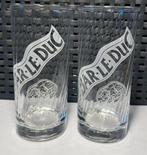 2 Bar-le-Duc natuurlijk mineraalwater glazen. Hoogte 13,5 cm, Ophalen of Verzenden, Zo goed als nieuw, Borrel- of Shotglas