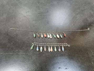Vintage zilveren collier en armband met halfedelsteen beschikbaar voor biedingen