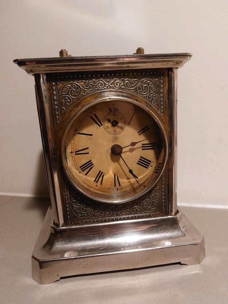 Antieke Junghans tafelklok met speeldoos, Antiek en Kunst, Antiek | Klokken, Ophalen of Verzenden