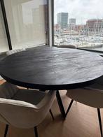 Zwarte mango houten eettafel + eetstoelen, Huis en Inrichting, Tafels | Eettafels, Ophalen, Gebruikt, 150 tot 200 cm, Rond