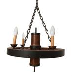 Unieke Hanglamp van Oud Kruiwagenwiel, Huis en Inrichting, Lampen | Hanglampen, Ophalen of Verzenden, Minder dan 50 cm