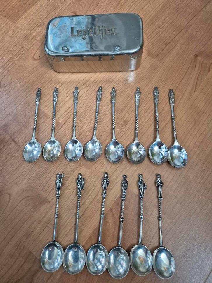 Vintage Lepels met Heiligenbeeldjes, Antiek en Kunst, Antiek | Bestek, Ophalen of Verzenden
