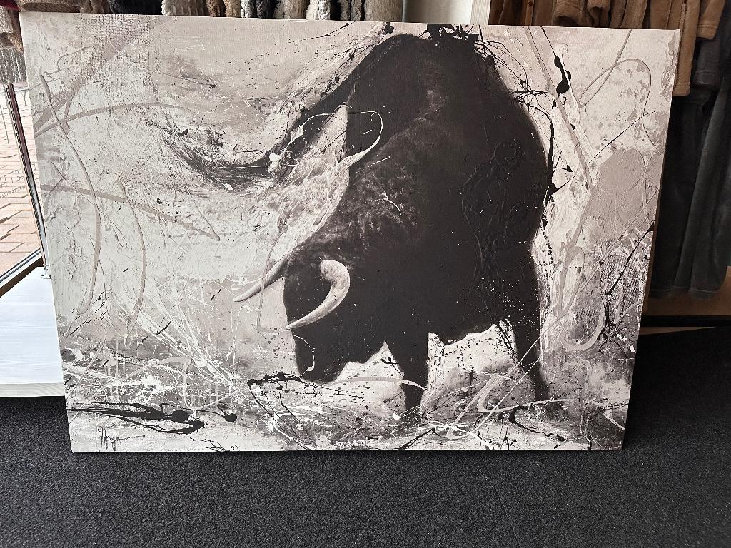 Schilderij Stier, Huis en Inrichting, Woonaccessoires | Schilderijen, Tekeningen en Foto's, Ophalen, 50 tot 75 cm, 125 cm of meer