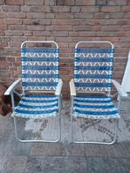 2 camping stoelen met banden, blauw/wit. Lees tekst!!, Ophalen, Gebruikt, Campingstoel