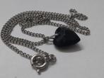 Hanger gefacceteerd zwart hartje met ketting (6917), Ophalen, Overige materialen, Zwart, Nieuw