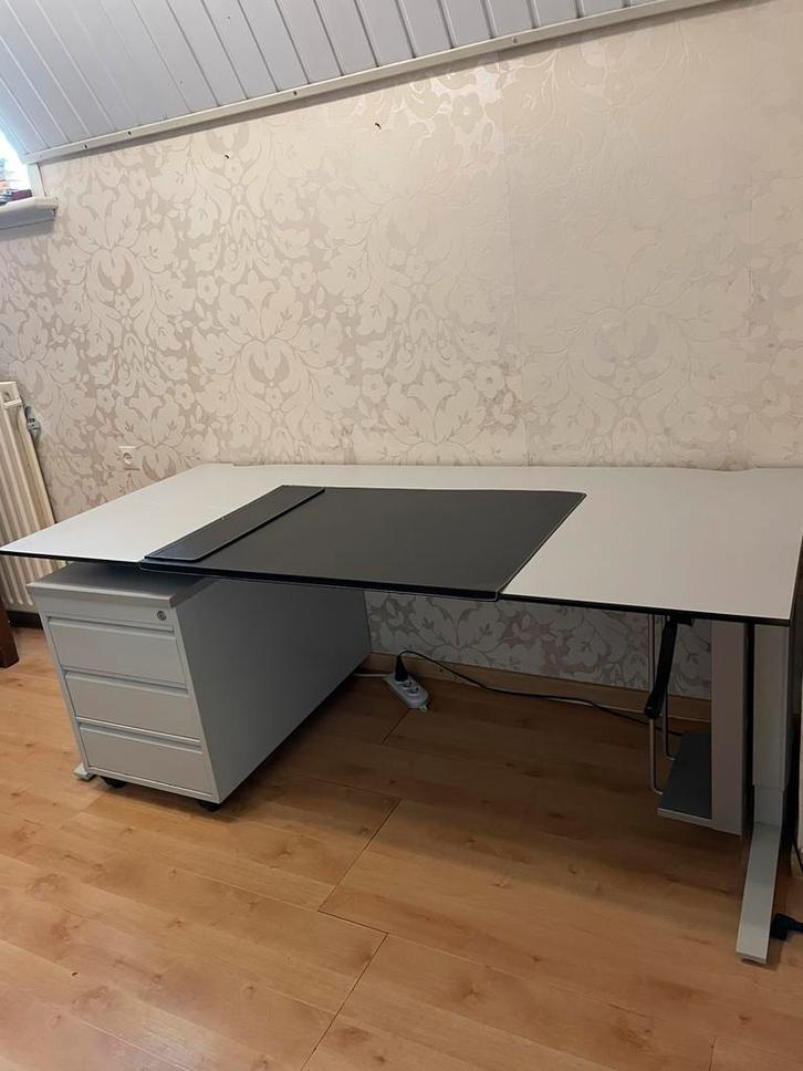 Zit sta bureau met slinger en ladekast 180 cm / 80 cm, Huis en Inrichting, Bureaus, Gebruikt, Ophalen