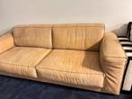 Bank leer lichtbruin, Huis en Inrichting, Banken | Bankstellen, Ophalen, Gebruikt, Driepersoons, Rechte bank