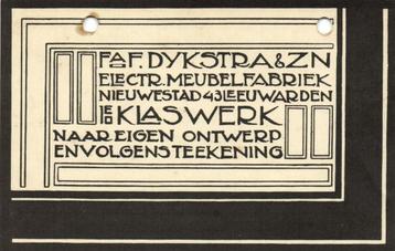 Fa. F. Dykstra + Zn, Leeuwarden - 04.1933 - briefkaart beschikbaar voor biedingen