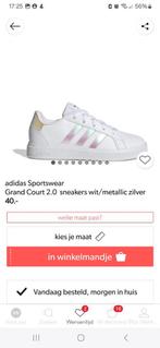 Adidas Geand Court 2.0 sneakers wit/metallic zilver maat 34, Meisje, Ophalen of Verzenden, Zo goed als nieuw, Sportschoenen