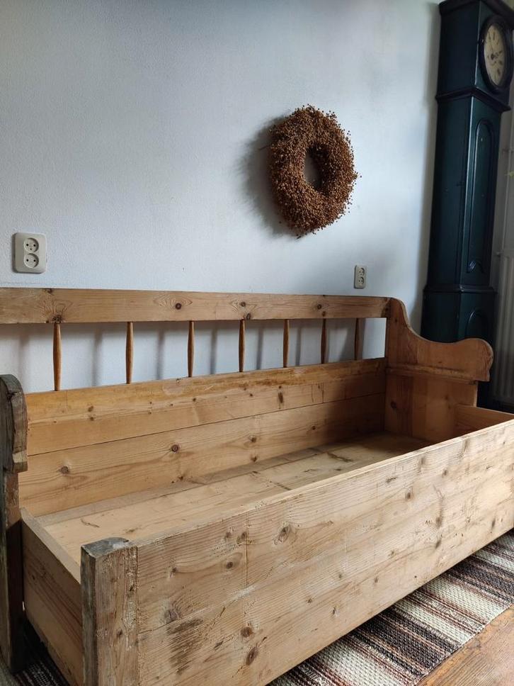 Antieke Zweedse klepbank., Antiek en Kunst, Antiek | Meubels | Stoelen en Banken, Ophalen