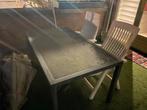 Gratis tuintafel met 2 stoelen - 160x90 cm, Huis en Inrichting, Tafels | Eettafels, Ophalen, Gebruikt, 50 tot 100 cm, Vier personen