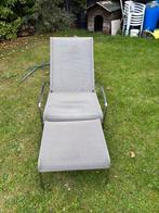 2 Royal Botania ligstoelen met hocker, Tuin en Terras, Ophalen, Zo goed als nieuw, Rvs, Inklapbaar