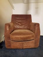 Bruine Fauteuil nubuck Leer, Huis en Inrichting, Fauteuils, Ophalen, Gebruikt, 75 tot 100 cm, Modern