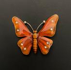 Vintage vlinder broche, 4 tot 7 cm, Gebruikt, Verzenden, Zilver