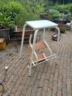 Retro vintage keukentrap  met skai-leren top, Ophalen of Verzenden