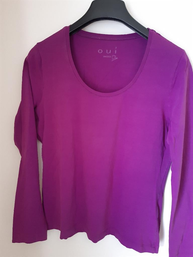 Oui paars t-shirt, Paars, Maat 42/44 (L), Ophalen of Verzenden, Lange mouw