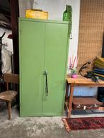 Vintage groene stalen kast, wandmeubel, vakkenkast,wandkast, Antiek en Kunst, Ophalen of Verzenden