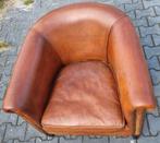 Chesterfield schapenleren fauteuil bruin leer + BEZORGING, Huis en Inrichting, Gebruikt, ., Chesterfield, Ophalen of Verzenden