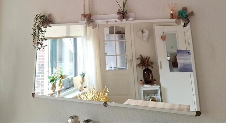 Witte Spiegel., Huis en Inrichting, Woonaccessoires | Spiegels, Gebruikt, 50 tot 75 cm, Minder dan 100 cm, Rechthoekig, Ophalen of Verzenden