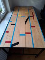 Eettafel van gymzaalvloer op wielen 88x197, Huis en Inrichting, Tafels | Eettafels, 50 tot 100 cm, 150 tot 200 cm, Gebruikt, Rechthoekig