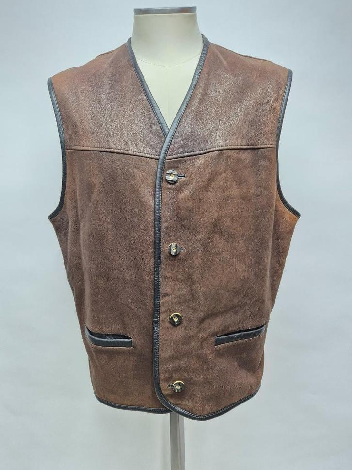 Leren Trachten vest maat 52 top! voor de winter., Kleding | Heren, Jassen | Winter, Zo goed als nieuw, Maat 52/54 (L), Bruin, Ophalen