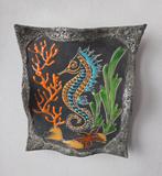 Vintage jaren 50 wandkeramiek lava en emaille zeepaardje, Ophalen of Verzenden