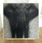 string art - olifant, op hout - 61x61cm, Antiek en Kunst, Draadkunst, Ophalen