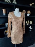 Gouden pailletten jurkje Ambika L 38 40, Kleding | Dames, Jurken, Ophalen of Verzenden, Zo goed als nieuw, Maat 38/40 (M), Boven de knie