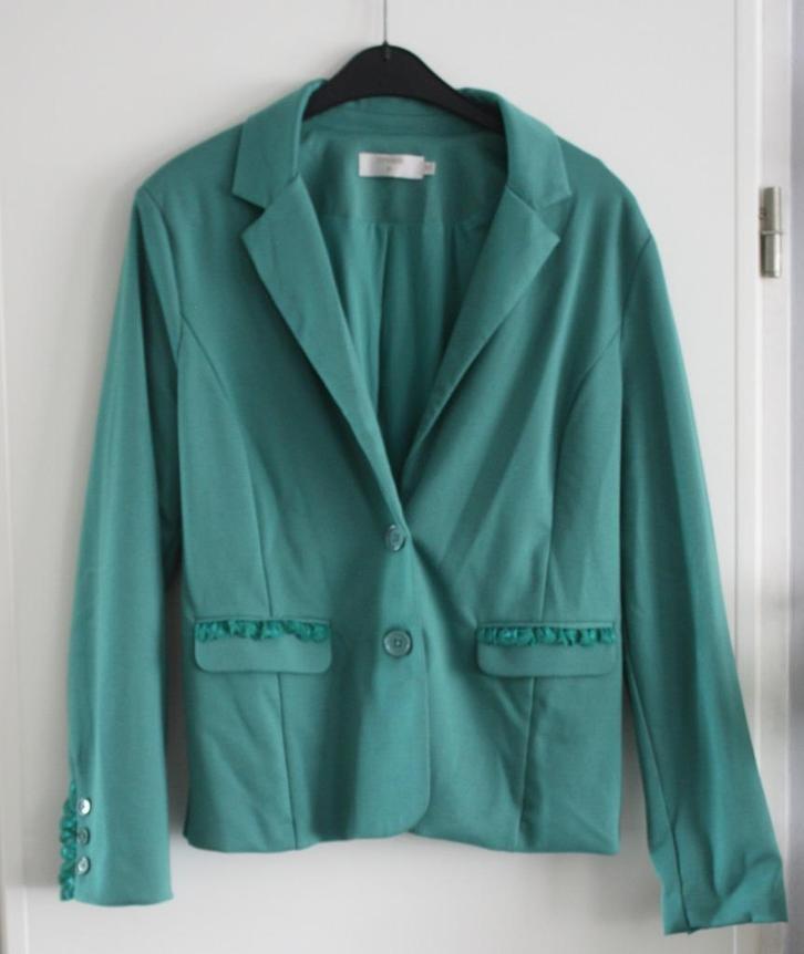 groene blazer met kanten details maat xl, Kleding | Dames, Jasjes, Kostuums en Pakken, Gedragen, Maat 46/48 (XL) of groter, Groen