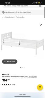 Ikea Kritter Peuterbed - Wit met Lattenbodem en matras, Ophalen, Gebruikt, 70 tot 85 cm, 140 tot 160 cm