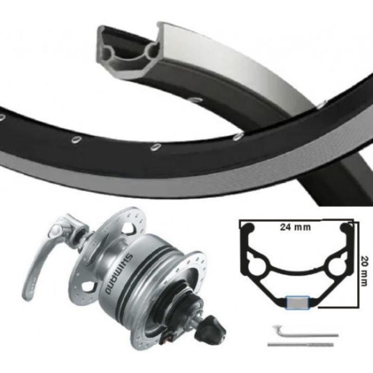 VOORWIEL MET SHIMANO NAAFDYNAMO 28 INCH V-BRAKE QR ZWARTE, Fietsen en Brommers, Fietsonderdelen, Gebruikt, Algemeen, Zadel, Ophalen of Verzenden