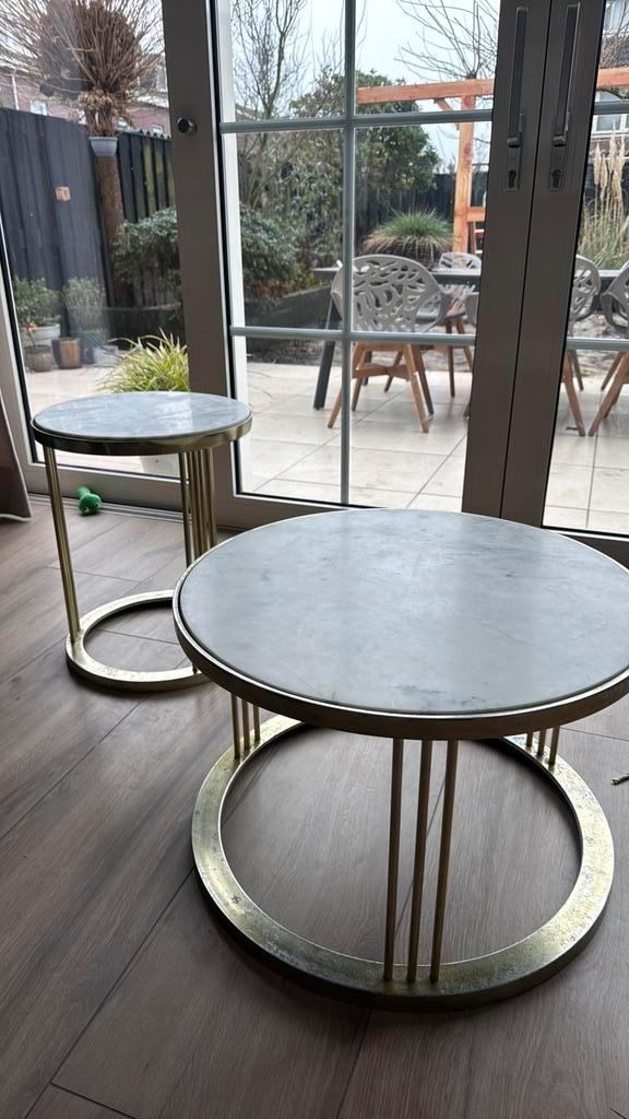 Salon tafels Riviera Maison marmer, Huis en Inrichting, Tafels | Salontafels, Zo goed als nieuw, Minder dan 50 cm, 50 tot 100 cm