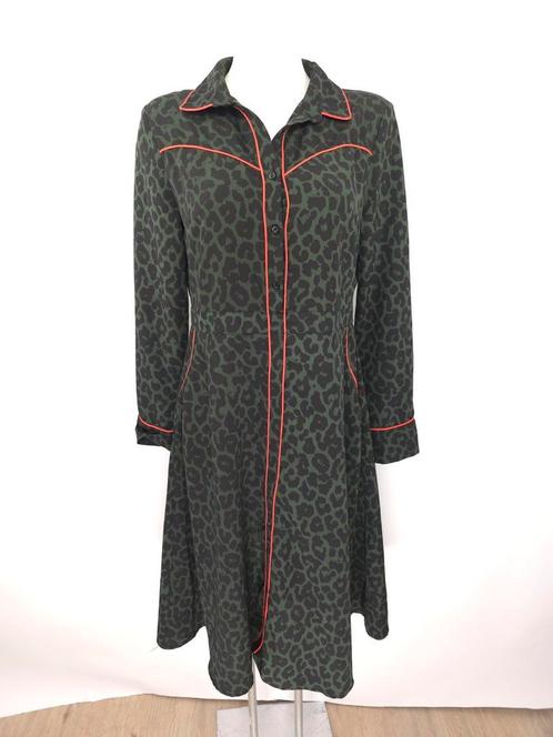 Elli White panterprint groen zwart met bies maat L, Kleding | Dames, Jurken, Zo goed als nieuw, Maat 42/44 (L), Overige kleuren