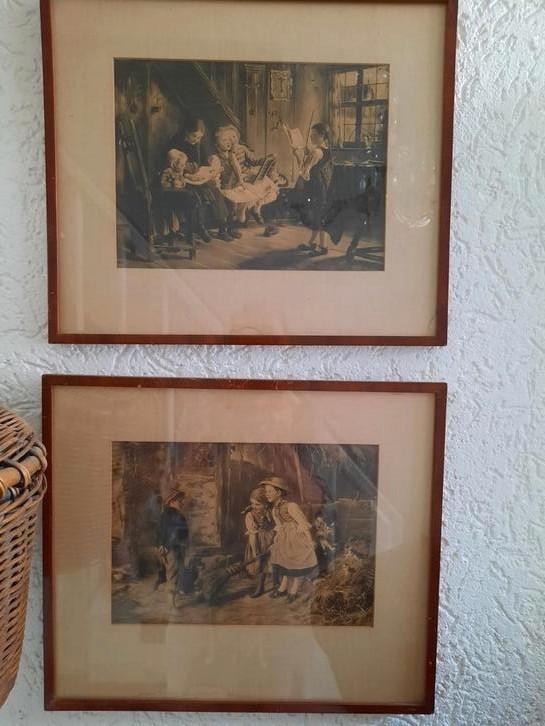 Set van 2 oude prenten., Antiek en Kunst, Antiek | Woonaccessoires, Ophalen of Verzenden