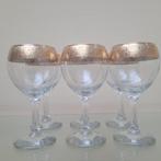 6 Kristallen Wijnglazen met Gouden Rand, Huis en Inrichting, Ophalen, Glas of Glazen, Gebruikt, Glas