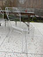 6 Witte Metalen Tuinstoelen - Set, Ophalen, Gebruikt, Metaal, Stapelbaar