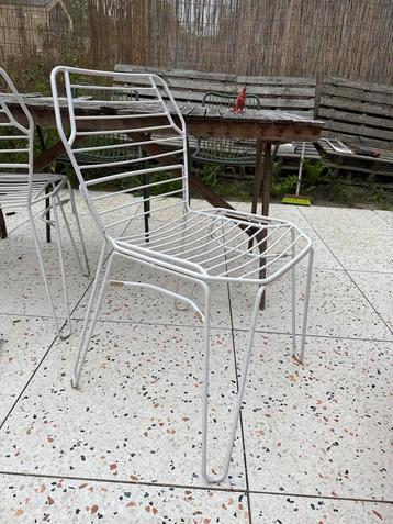 6 Witte Metalen Tuinstoelen - Set beschikbaar voor biedingen