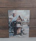 Kerst-kaart volle brievenbus in de sneeuw voor een dorp, Ophalen of Verzenden, 1980 tot heden, Ongelopen, Feest(dag)