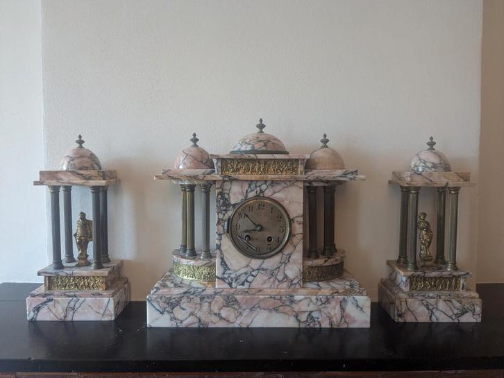 Antieke Marmeren Pendule - Frans, Antiek en Kunst, Antiek | Klokken, Ophalen