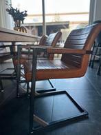 4 Gebruikte leren stoelen met versteviging, Ophalen, Gebruikt, Bruin, Leer