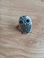 Zilverkleurige ring uil, Sieraden, Tassen en Uiterlijk, Ringen, IJzer of Staal, Ophalen of Verzenden, Zo goed als nieuw, 17 tot 18
