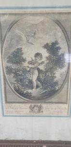 Oud Frans schilderij gravure prent engel l'amour Paris, Ophalen of Verzenden