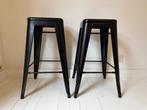 Tolix kruk | Mat zwart | 2 stuks | Barkruk, Gebruikt, Met voetsteun, 60 tot 90 cm, Ophalen of Verzenden